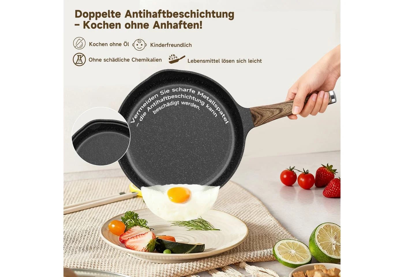 HOMELUX Topf-Set 8-tlg. Schwarz Aluminiumguss Antihaftbeschichtung - Bild 5