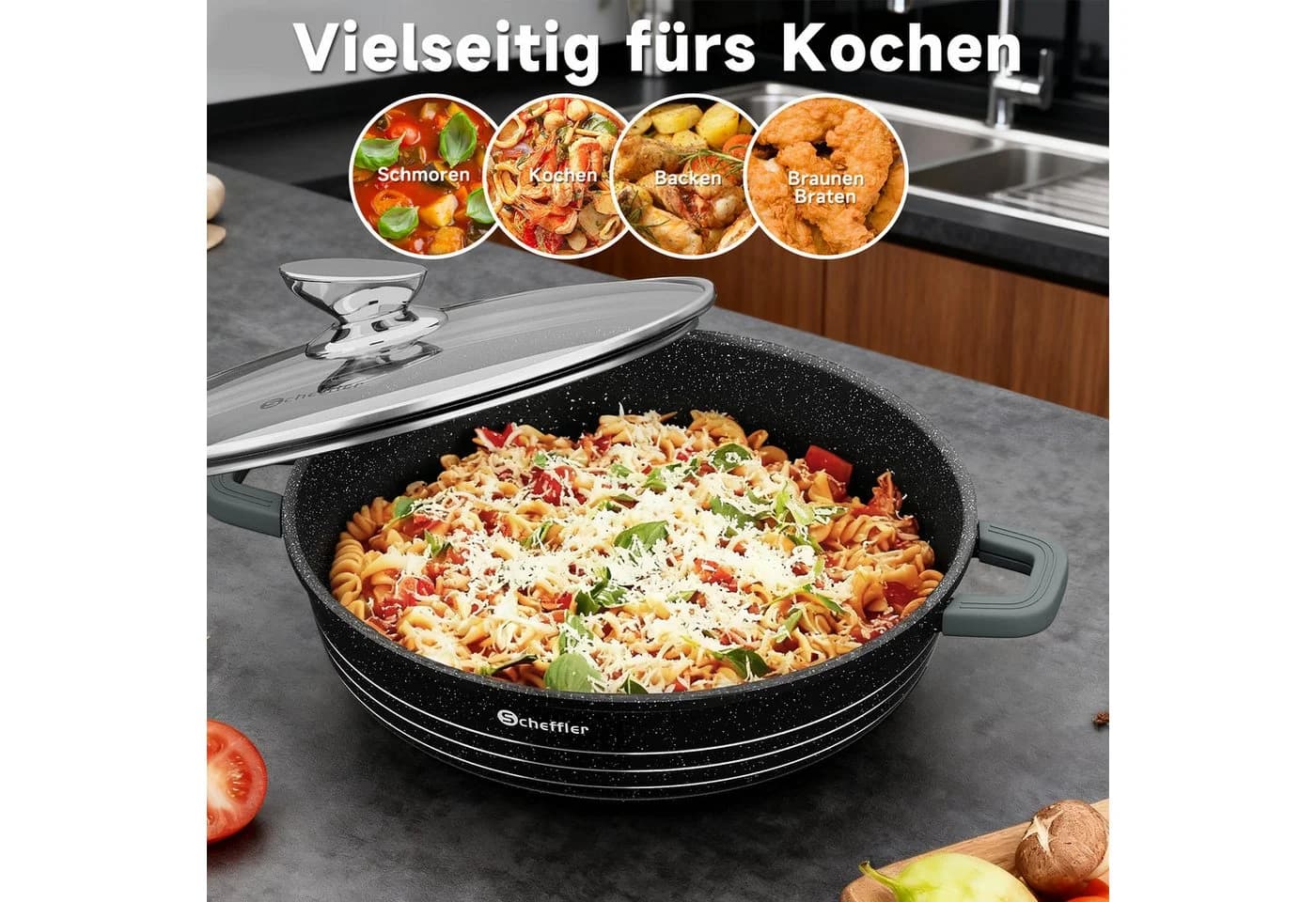 Scheffler Suppentopf Aluguss mit Glasdeckel & Silikon-Griffen - Bild 4