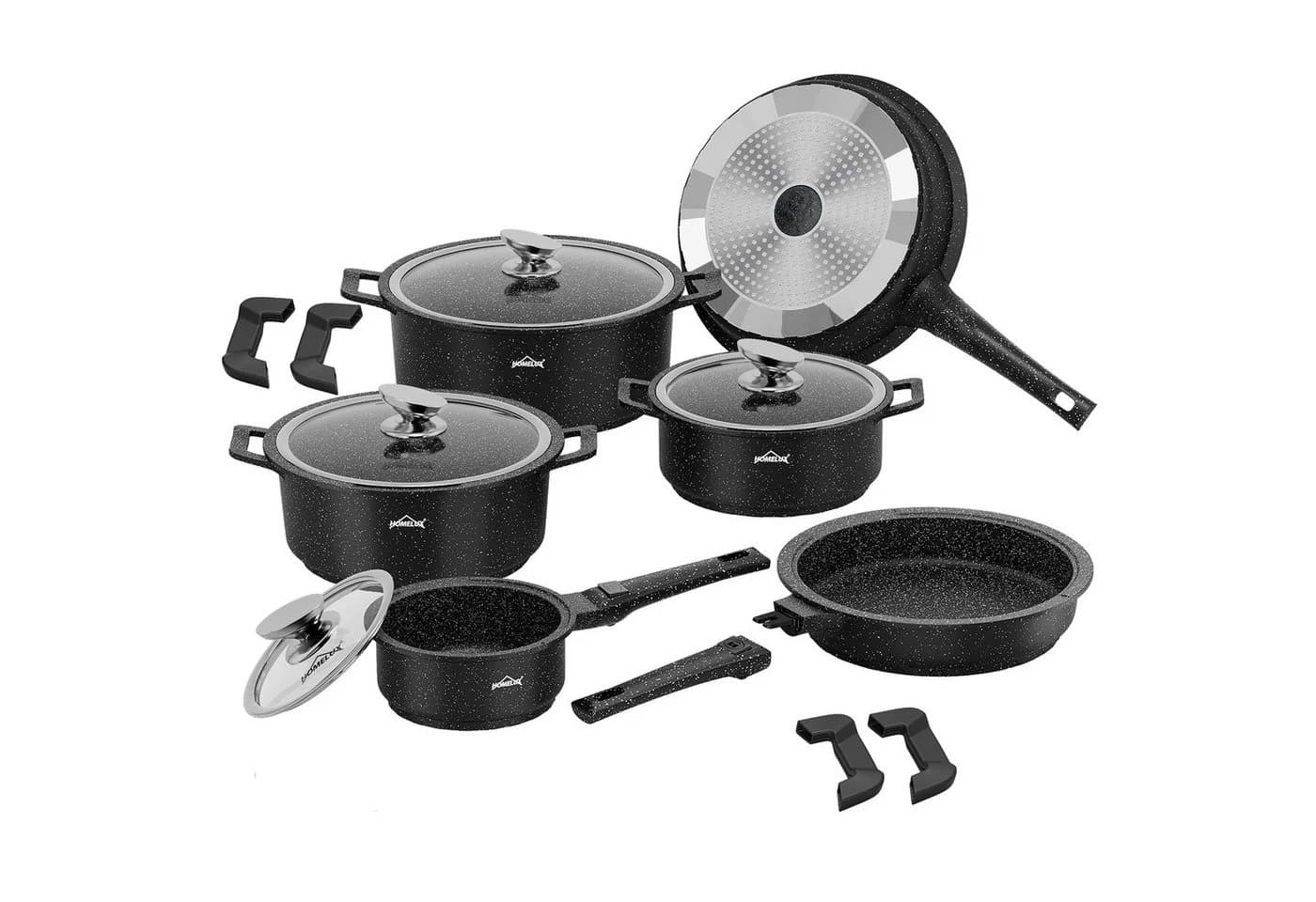 HOMELUX Topf-Set 10-tlg. Schwarz Aluminium Induktion - Bild 2