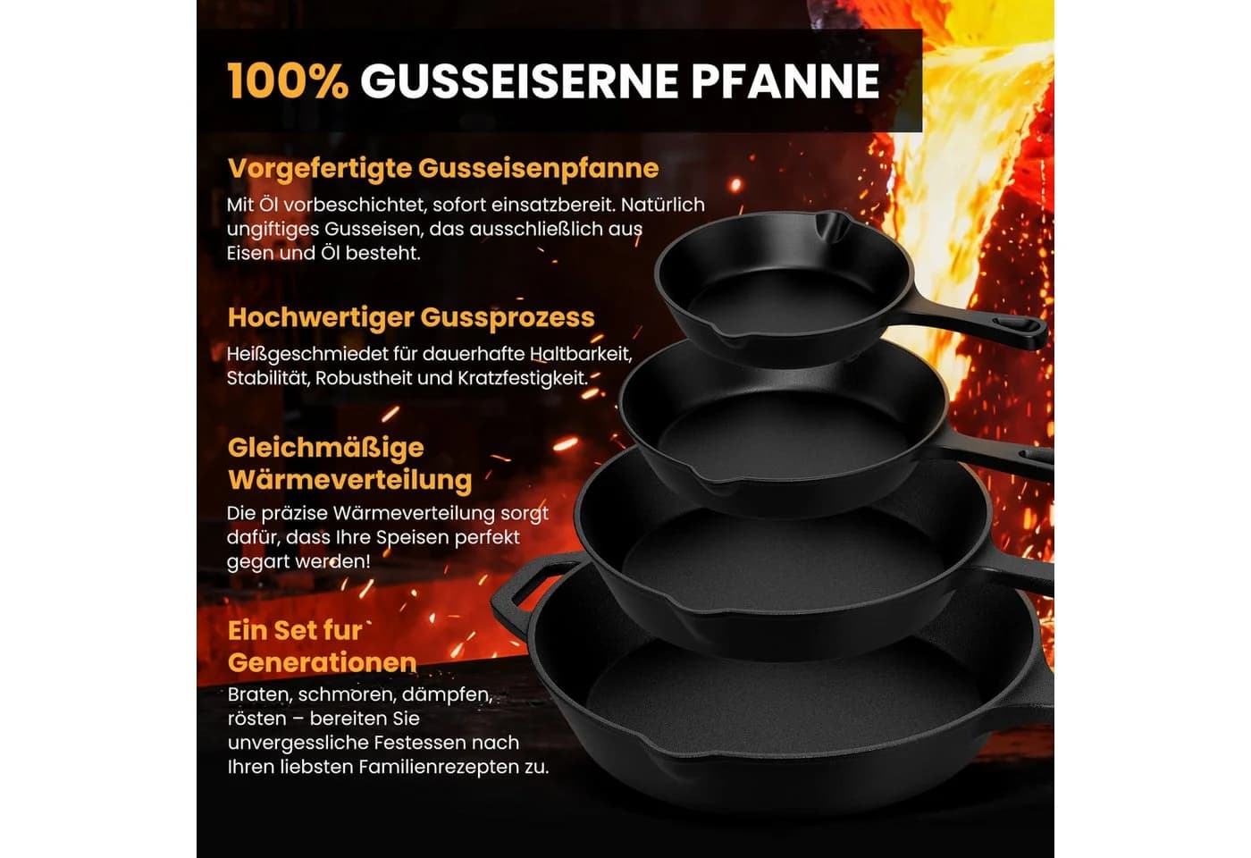 HOMELUX Gusseisenpfanne Antihaft für alle Herdarten - Bild 4