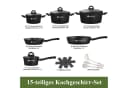 Scheffler Topf-Set 15-tlg. Schwarz Aluminium Antihaft Induktion Bild 1