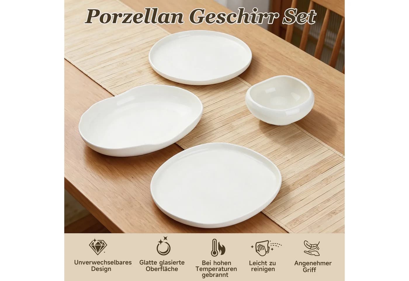 HOMELUX Geschirr-Set 24-tlg. Weiß Modernes Tafelservice