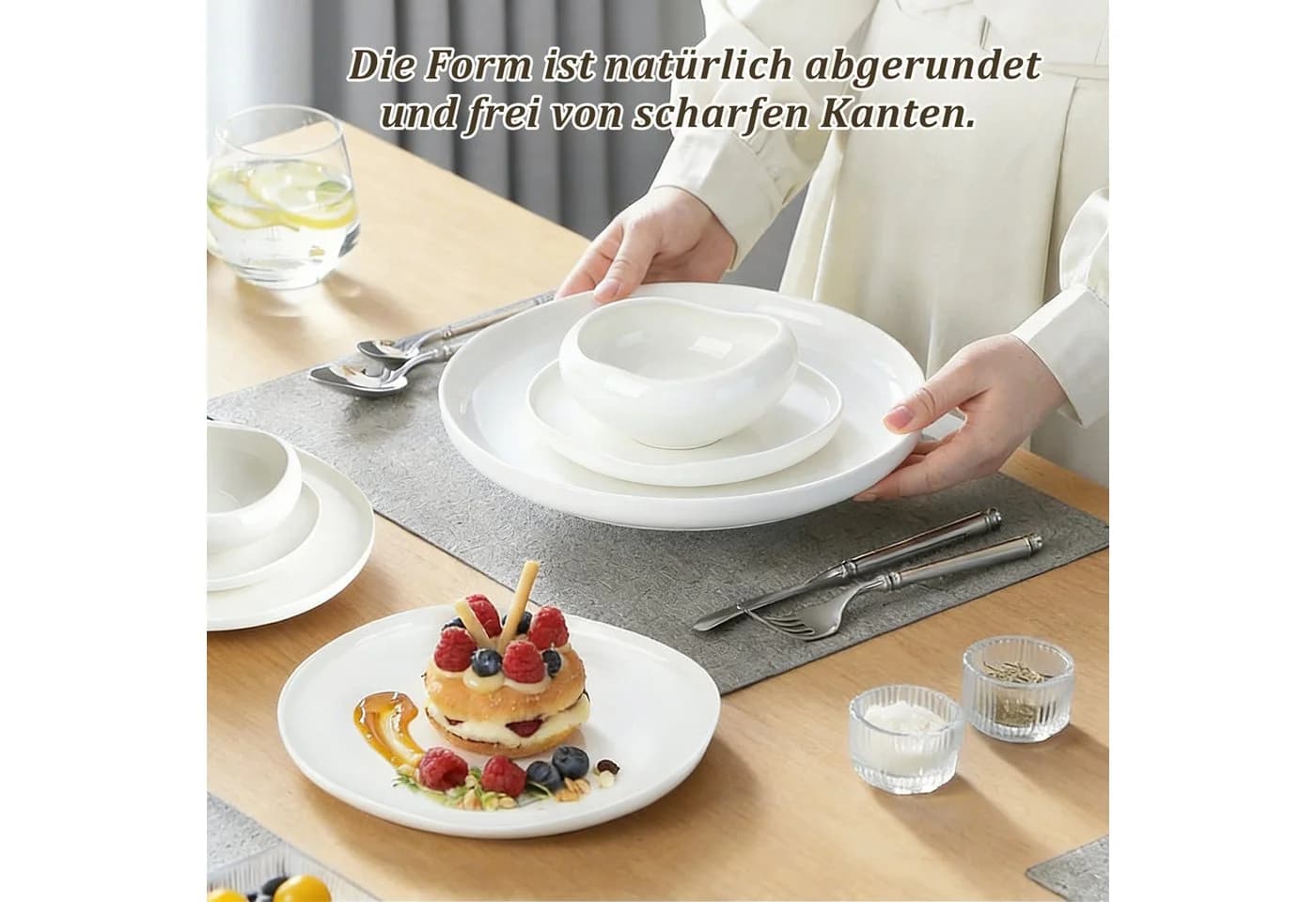 HOMELUX Geschirr-Set 24-tlg. Weiß Modernes Tafelservice - Bild 4
