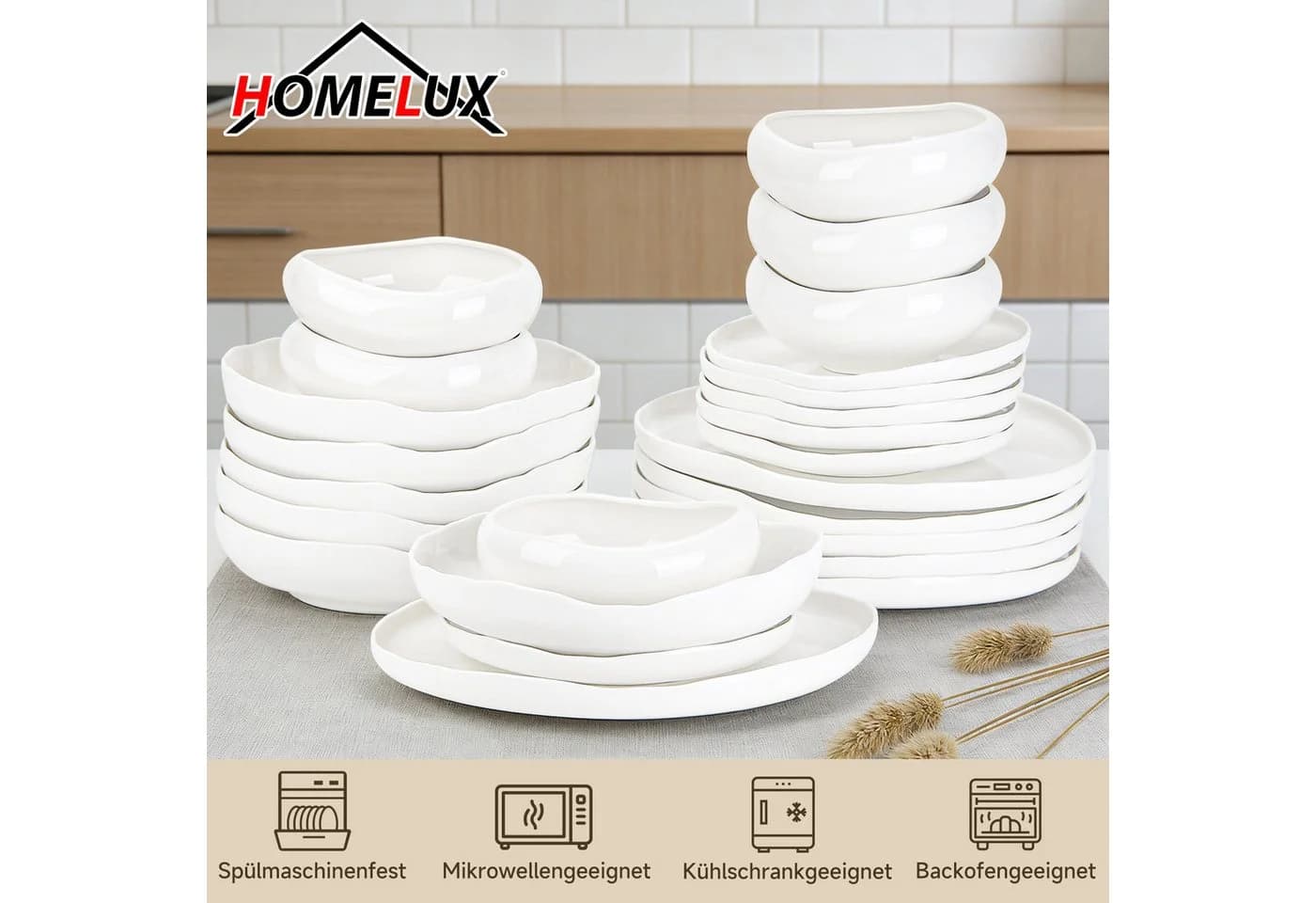 HOMELUX Geschirr-Set 24-tlg. Weiß Modernes Tafelservice - Bild 5