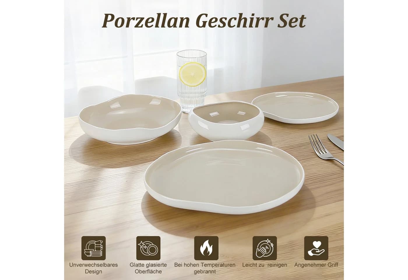 HOMELUX Geschirr-Set 24-tlg. Weiß Keramik Modernes Tafelservice