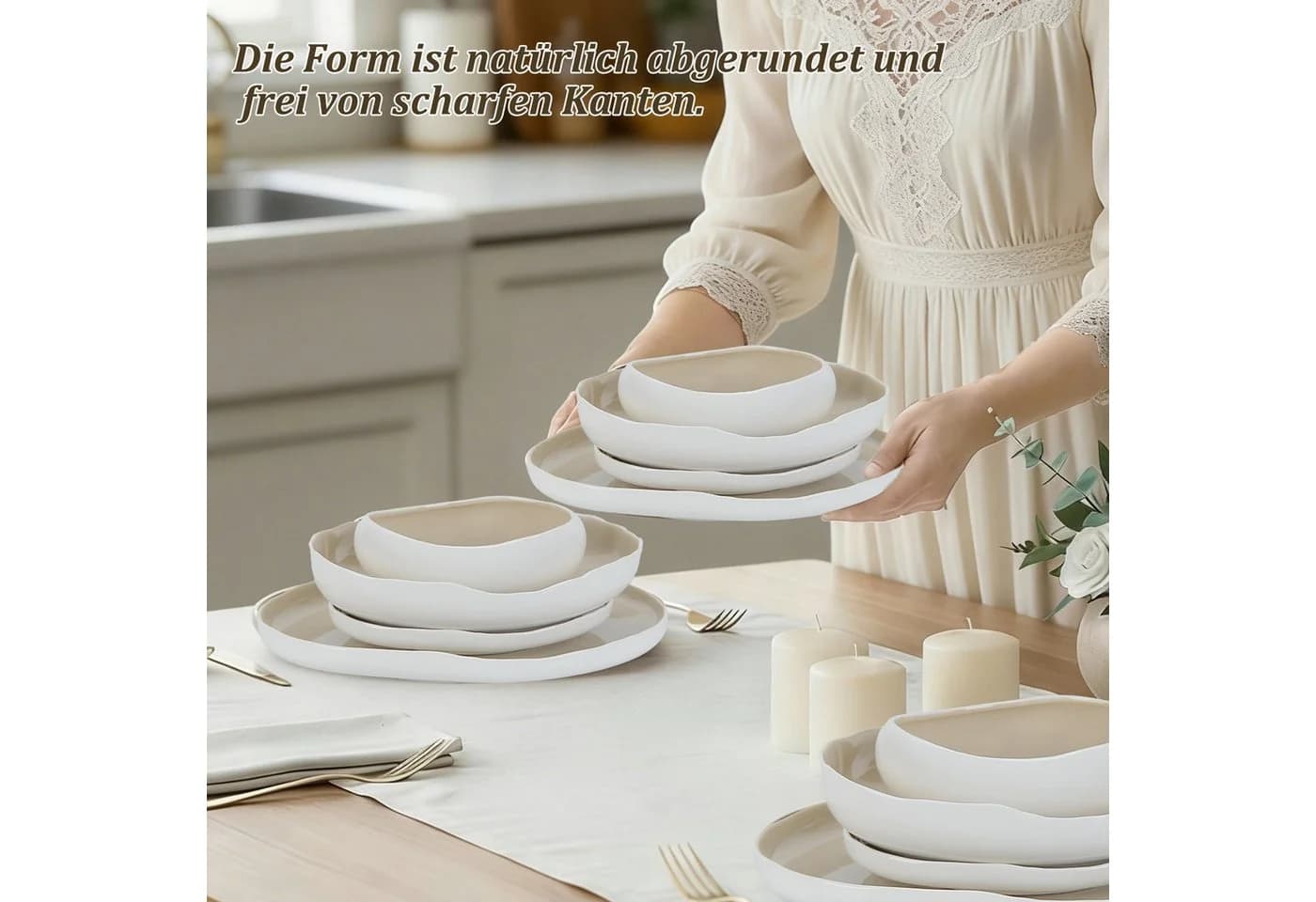 HOMELUX Geschirr-Set 24-tlg. Weiß Keramik Modernes Tafelservice - Bild 4