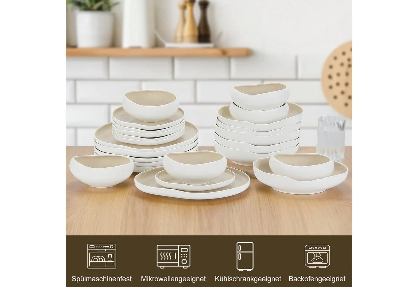 HOMELUX Geschirr-Set 24-tlg. Weiß Keramik Modernes Tafelservice - Bild 5