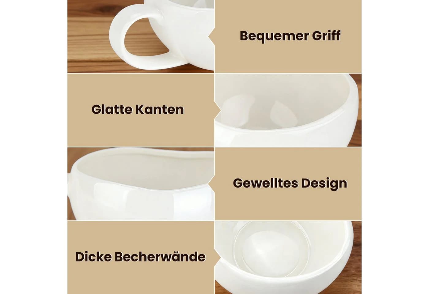 HOMELUX Tassen-Set 12-tlg. Weiß Porzellan mit Untertassen - Bild 5