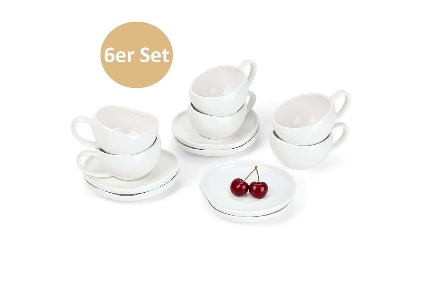 HOMELUX Espressotassen-Set 6-tlg. mit Untertassen Weiß Keramik - Bild 2