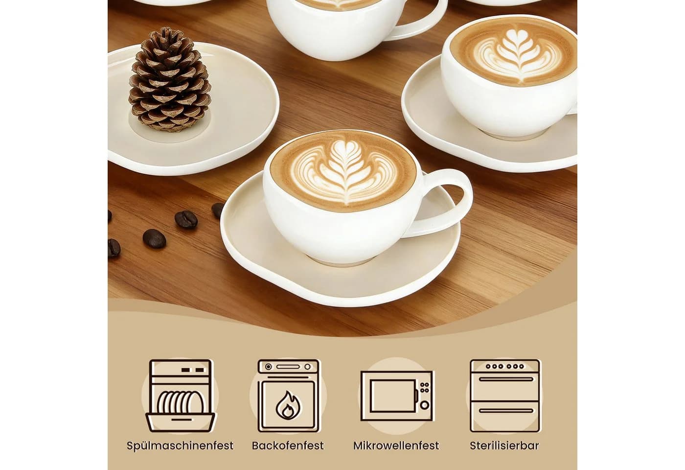 HOMELUX Espressotassen Set 12-tlg. Weiß Porzellan mit Untertassen - Bild 4