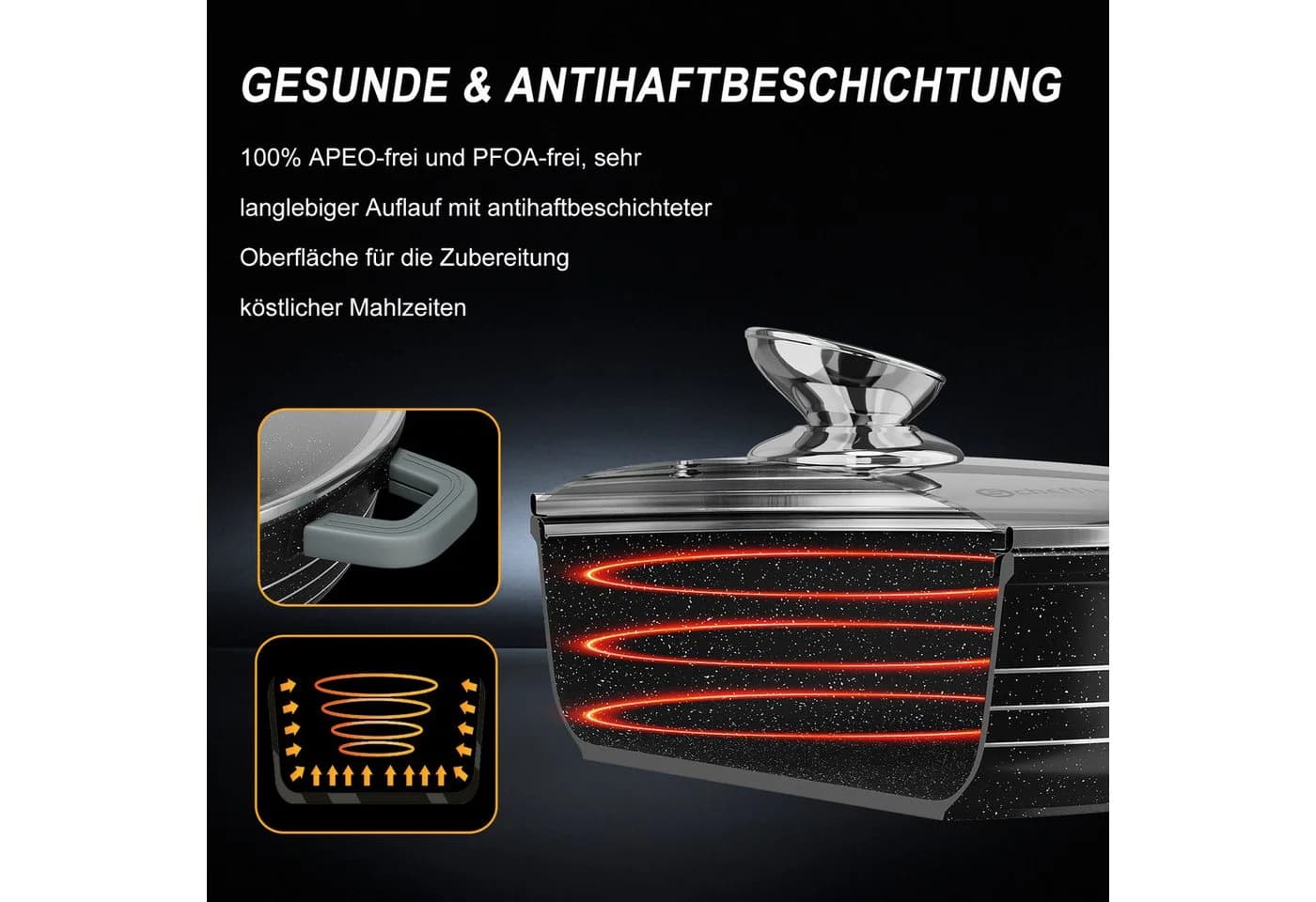 Scheffler Topf-Set 6-tlg. Aluminium mit Glasdeckel & Antihaftbeschichtung - Bild 3