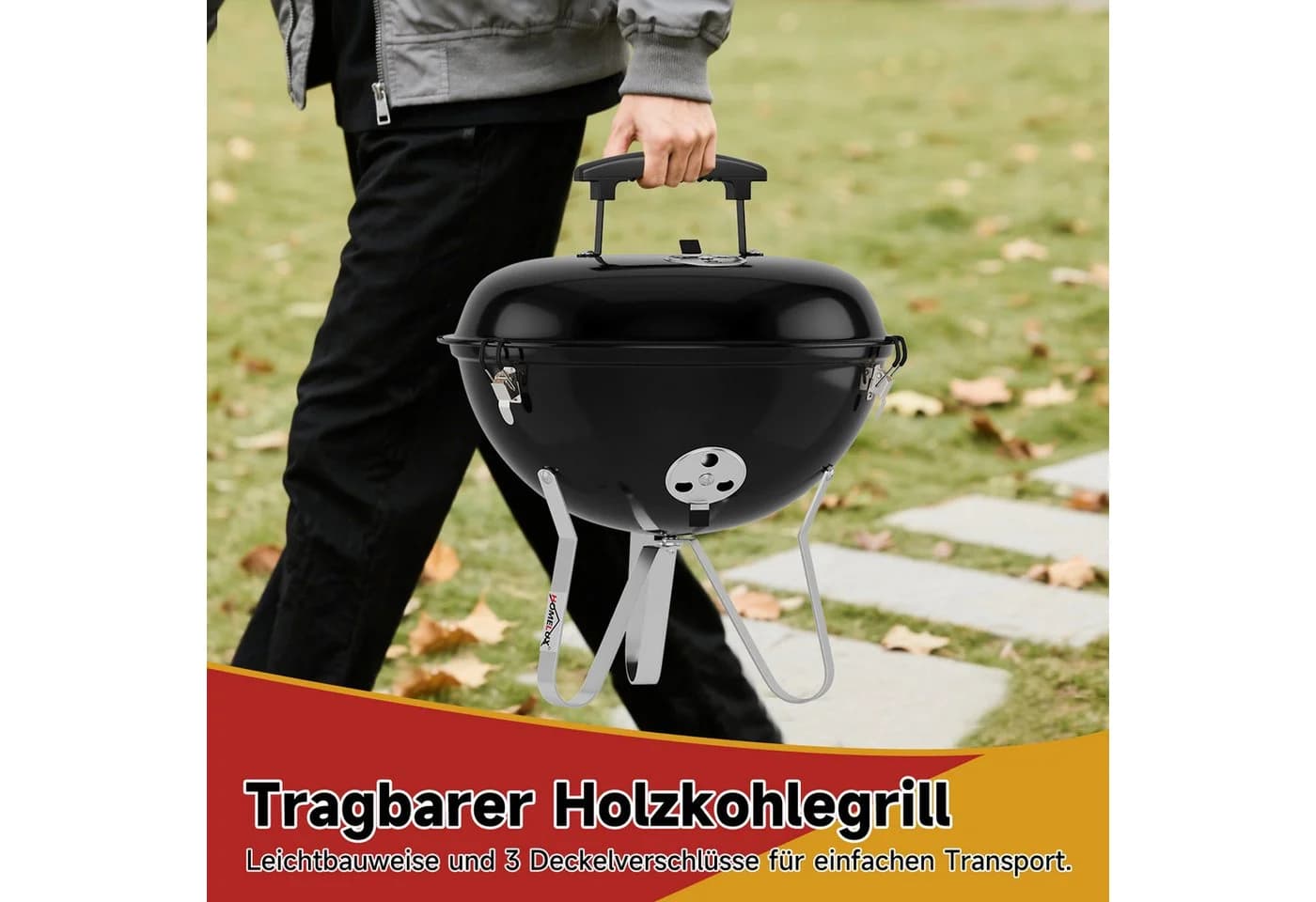 HOMELUX Holzkohlegrill mit Räucherfunktion und Deckel - Bild 5