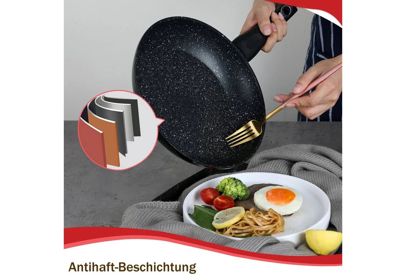 HOMELUX Topf-Set 15 tlg Aluminium mit Glasdeckel & Antihaftbeschichtung - Bild 4