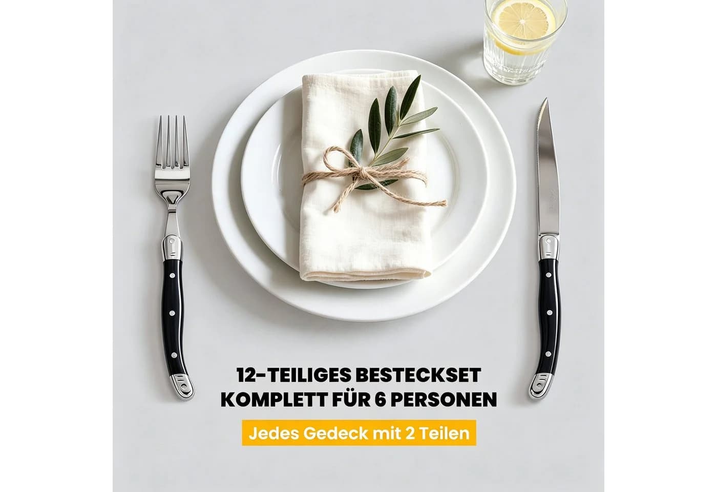HOMELUX Besteck-Set 12-tlg. Edelstahl Spiegelpoliert für 6 Personen - Bild 4