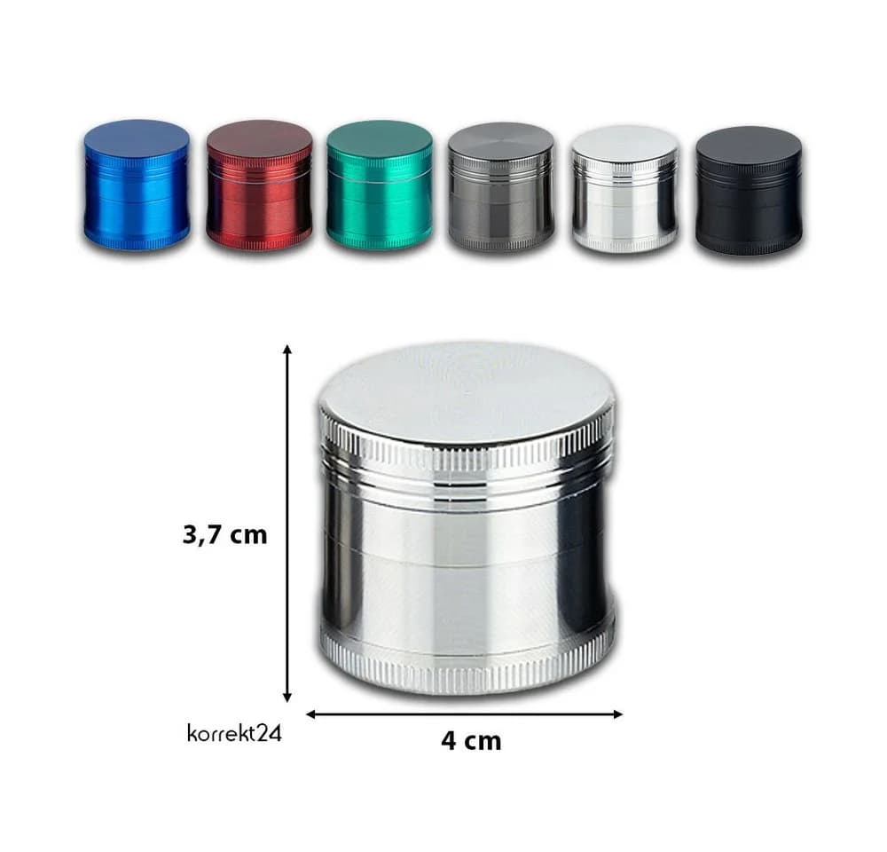 Coumo Kräutermühle Grinder Crusher 4-teilig Metall Silber
