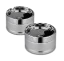 Coumo Drehaschenbecher Set 2x mit Deckel Chrom Metall Bild 2