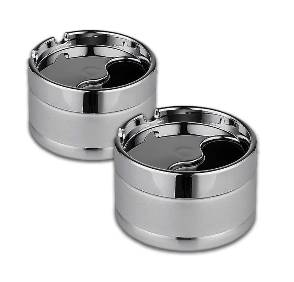 Coumo Drehaschenbecher Set 2x mit Deckel Chrom Metall - Bild 2