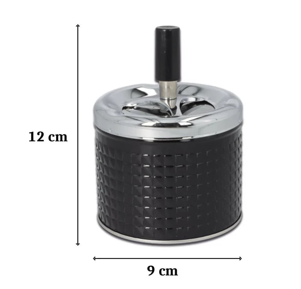 Coumo Drehaschenbecher mit Deckel Schwarz Metall