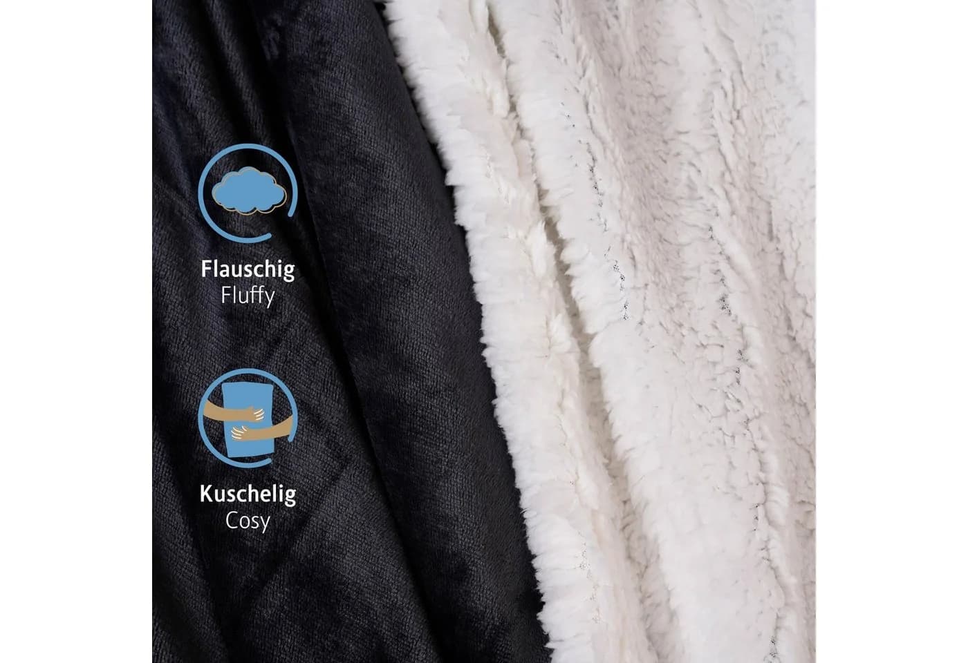Komfortec Wohndecke Sherpa Fleecedecke Grau Oeko-TEX - Bild 4