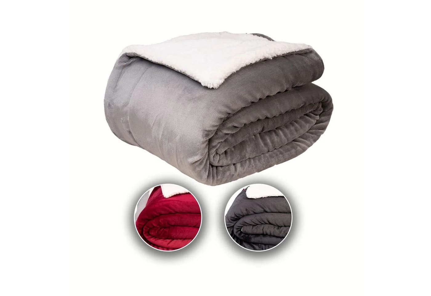 Komfortec Wohndecke Sherpa Fleecedecke Grau Oeko-TEX - Bild 2