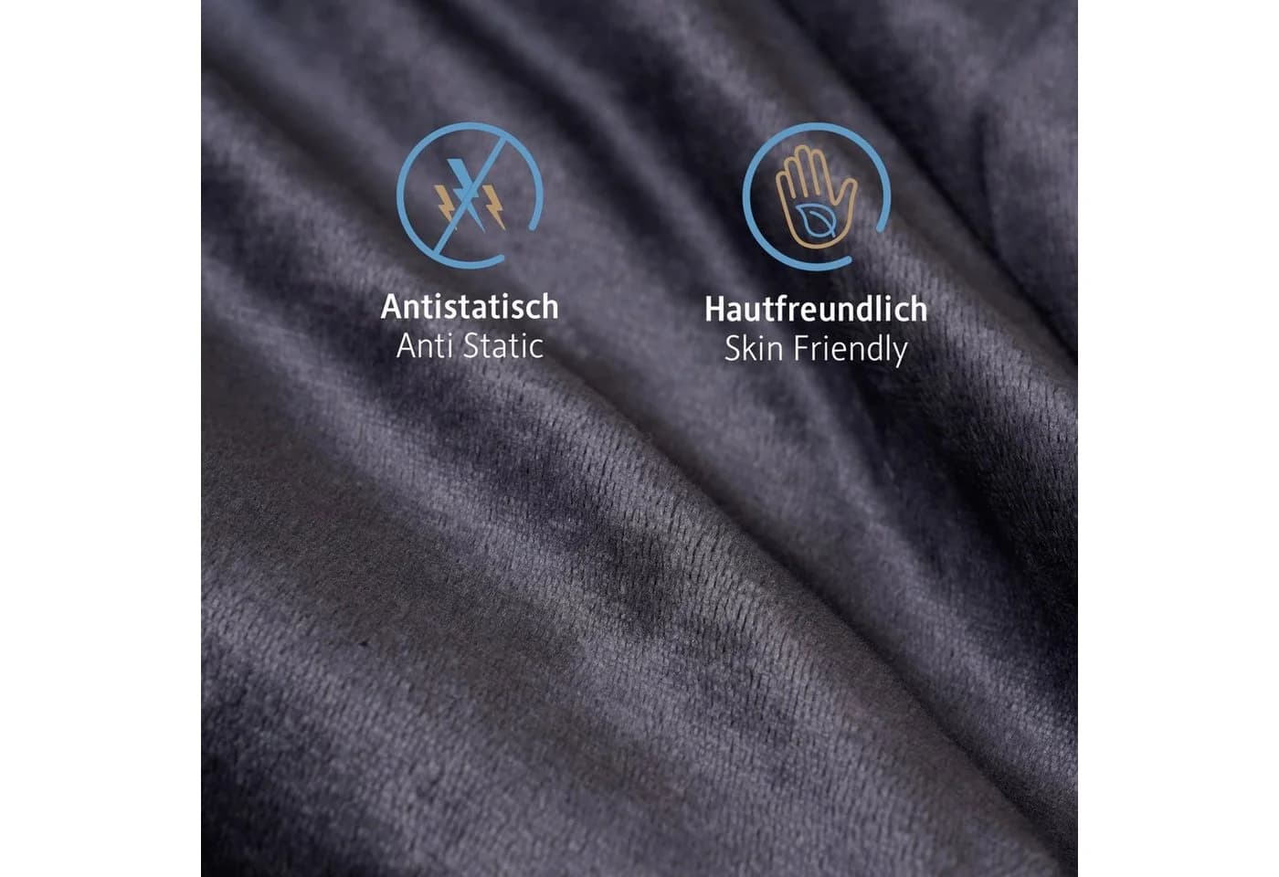 Komfortec Wohndecke Sherpa Fleecedecke Anthrazit Grau