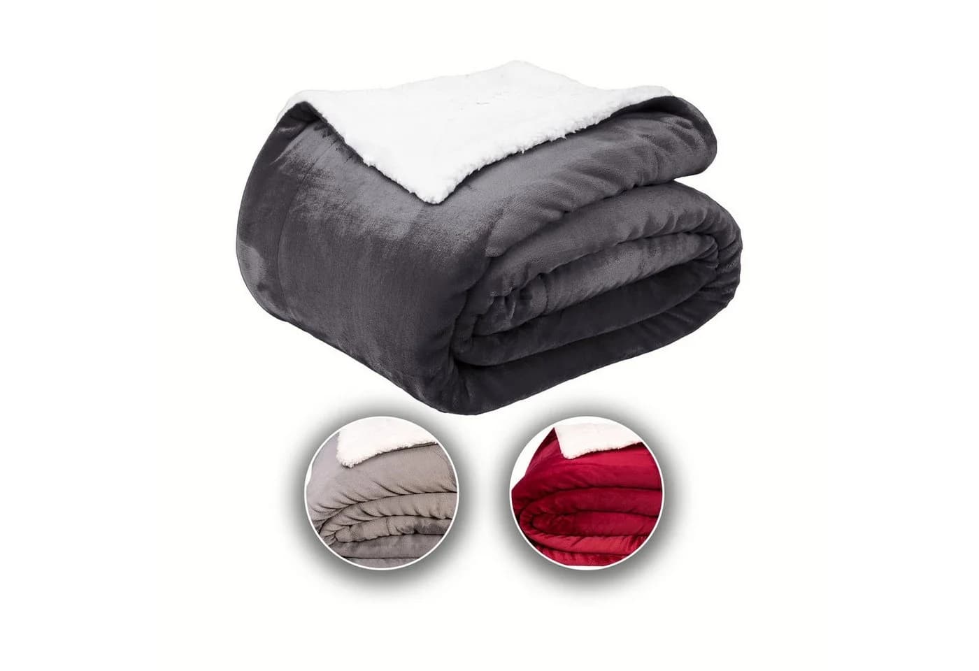 Komfortec Wohndecke Sherpa Fleecedecke Anthrazit Grau - Bild 2