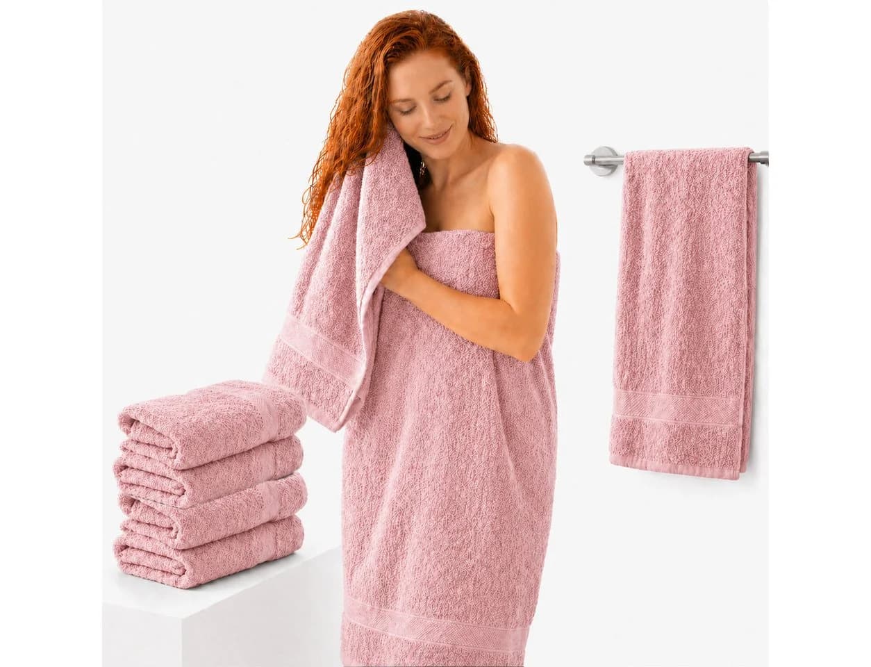 Komfortec Badetücher 4-tlg. Rosa 100% Baumwolle Frottee - Bild 2