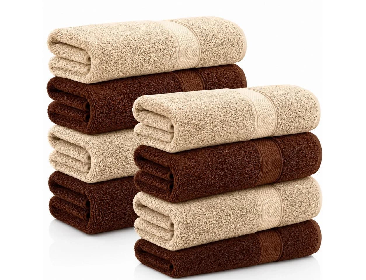Komfortec Badetücher Premium 8-teiliges Set 100% Baumwolle Beige/Braun - Bild 2