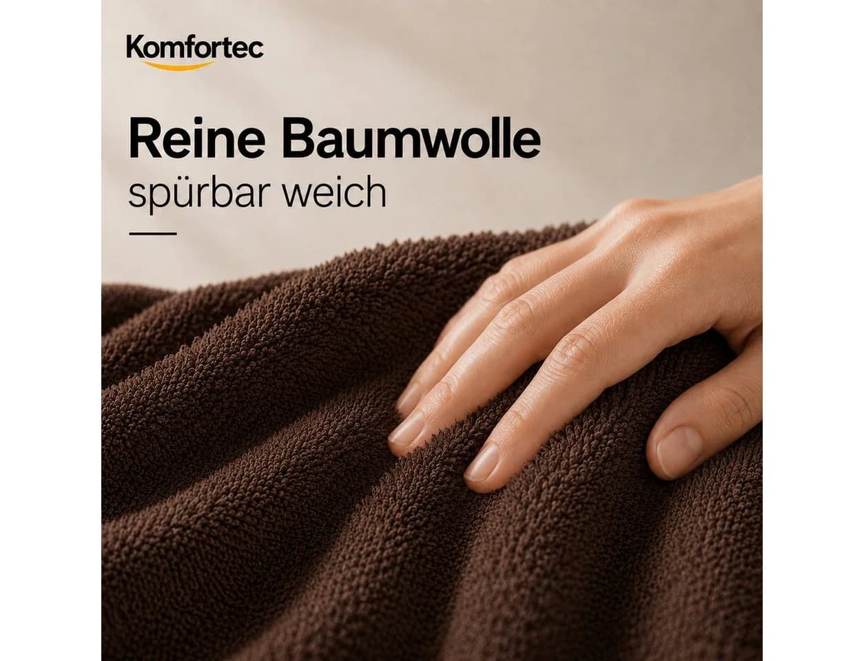 Komfortec Badetücher Premium 8-teiliges Set 100% Baumwolle Beige/Braun - Bild 3