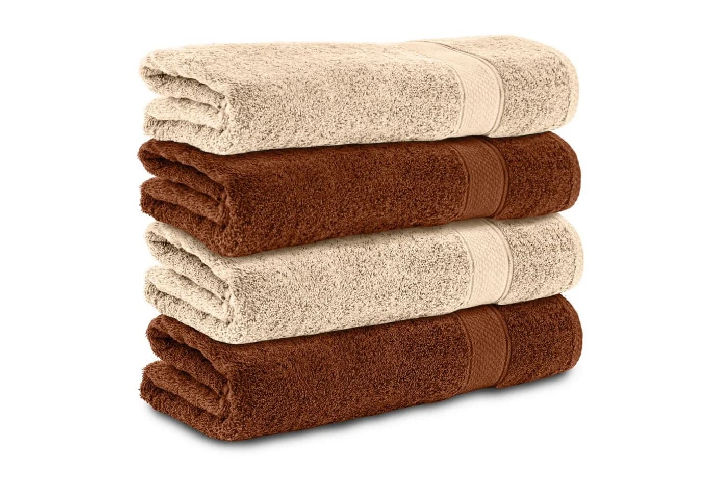 Komfortec Handtuch Set 4-tlg. 100% Baumwolle Braun&Beige - Bild 2