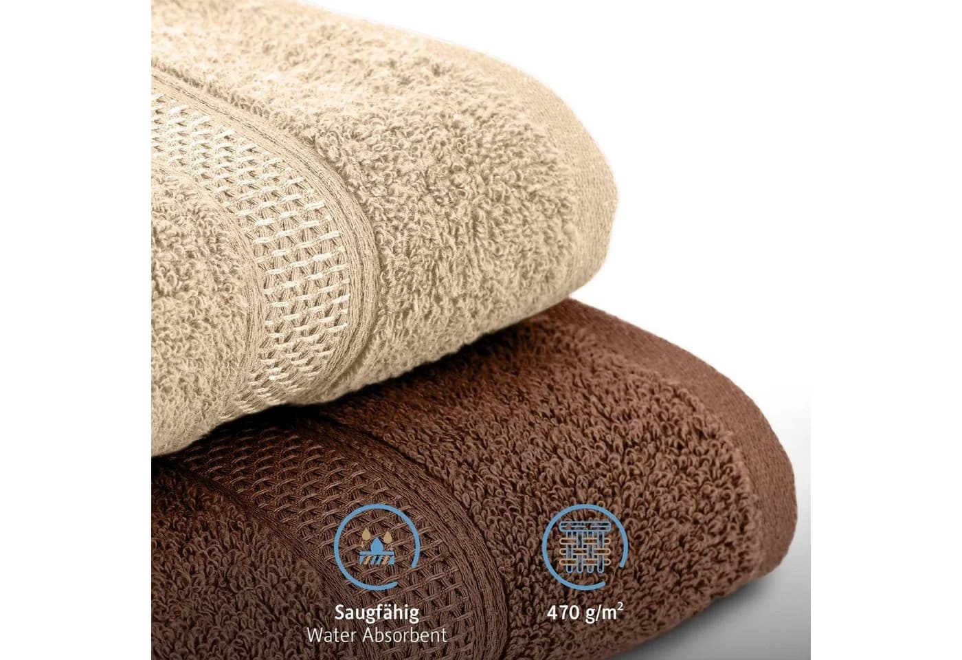 Komfortec Handtuch Set 4-tlg. 100% Baumwolle Braun&Beige - Bild 4