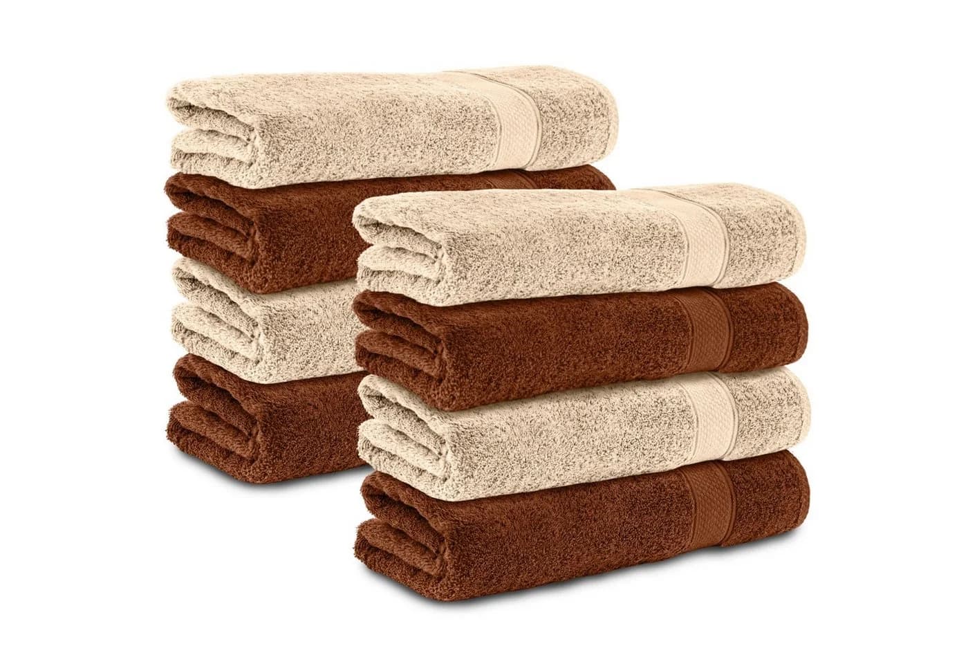 Komfortec Handtuch Set 8-tlg. 50x100 cm Baumwolle Frottee Braun Beige - Bild 2