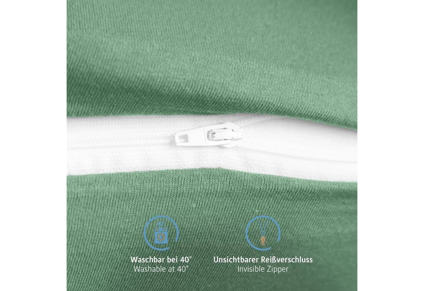 Komfortec Kissenbezug 100% Baumwolle Grün Jersey 2 Stück - Bild 5