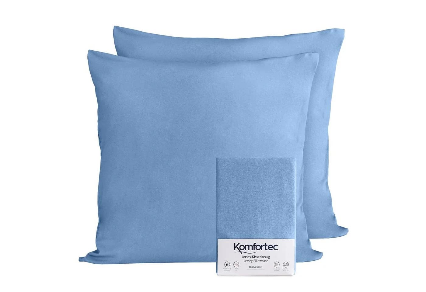 Komfortec Kissenbezug 100% Baumwolle Superweicher Jersey Hellblau - Bild 2