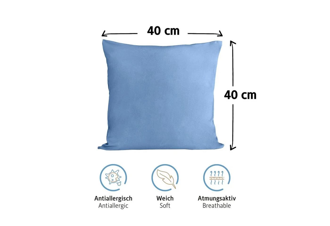 Komfortec Kissenbezug 100% Baumwolle Superweicher Jersey Hellblau - Bild 3