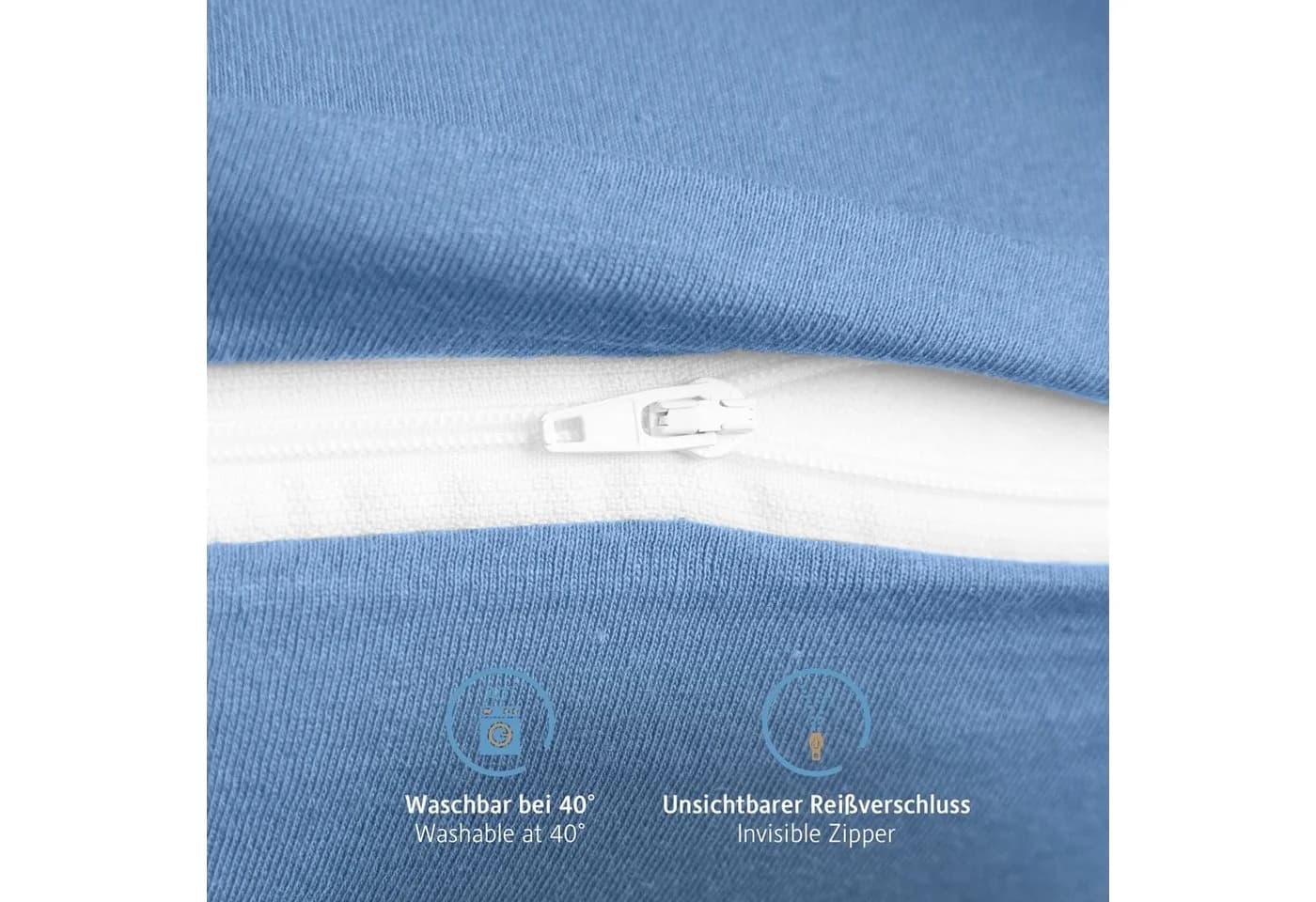 Komfortec Kissenbezug 100% Baumwolle Superweicher Jersey Hellblau - Bild 5