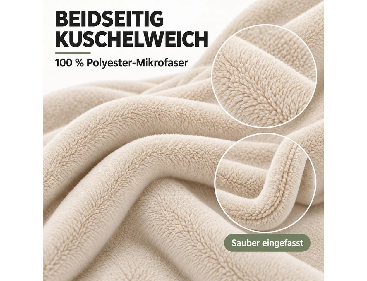 Komfortec Wohndecke Flauschige Kuscheldecke Ecru Oeko-TEX - Bild 5