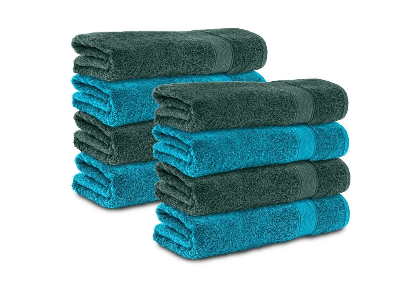 Komfortec Handtuch Set 8-tlg. 100% Baumwolle Dunkelgrün/Türkis - Bild 2