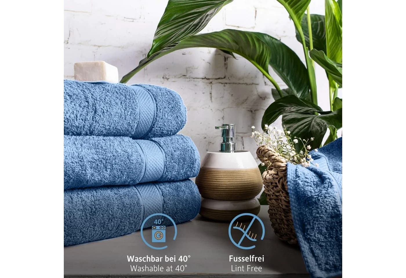 Komfortec Badetücher 2-tlg. 100% Baumwolle Hellblau Frottee 470 g/m² - Bild 3