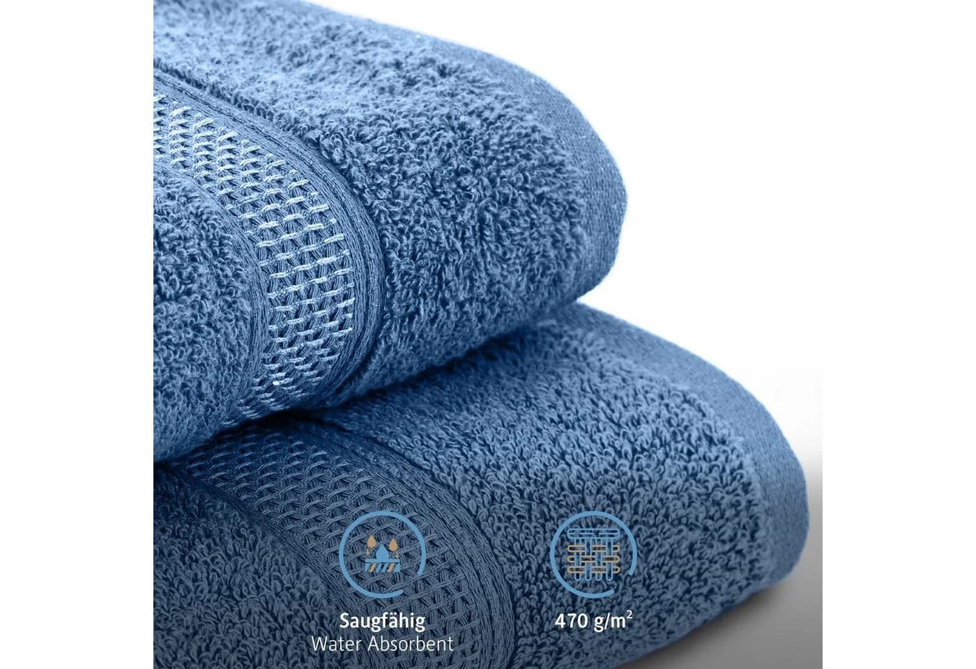 Komfortec Badetücher 2-tlg. 100% Baumwolle Hellblau Frottee 470 g/m² - Bild 4