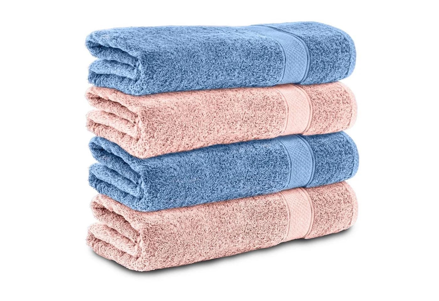 Komfortec Badetücher 4-tlg. 100% Baumwolle Frottee Rosa/Blau - Bild 2