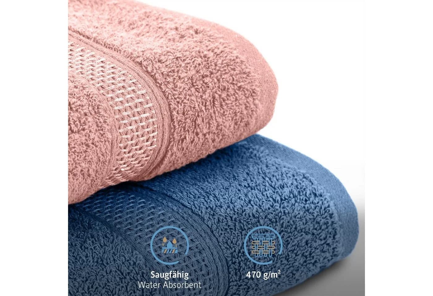 Komfortec Badetücher 4-tlg. 100% Baumwolle Frottee Rosa/Blau - Bild 4