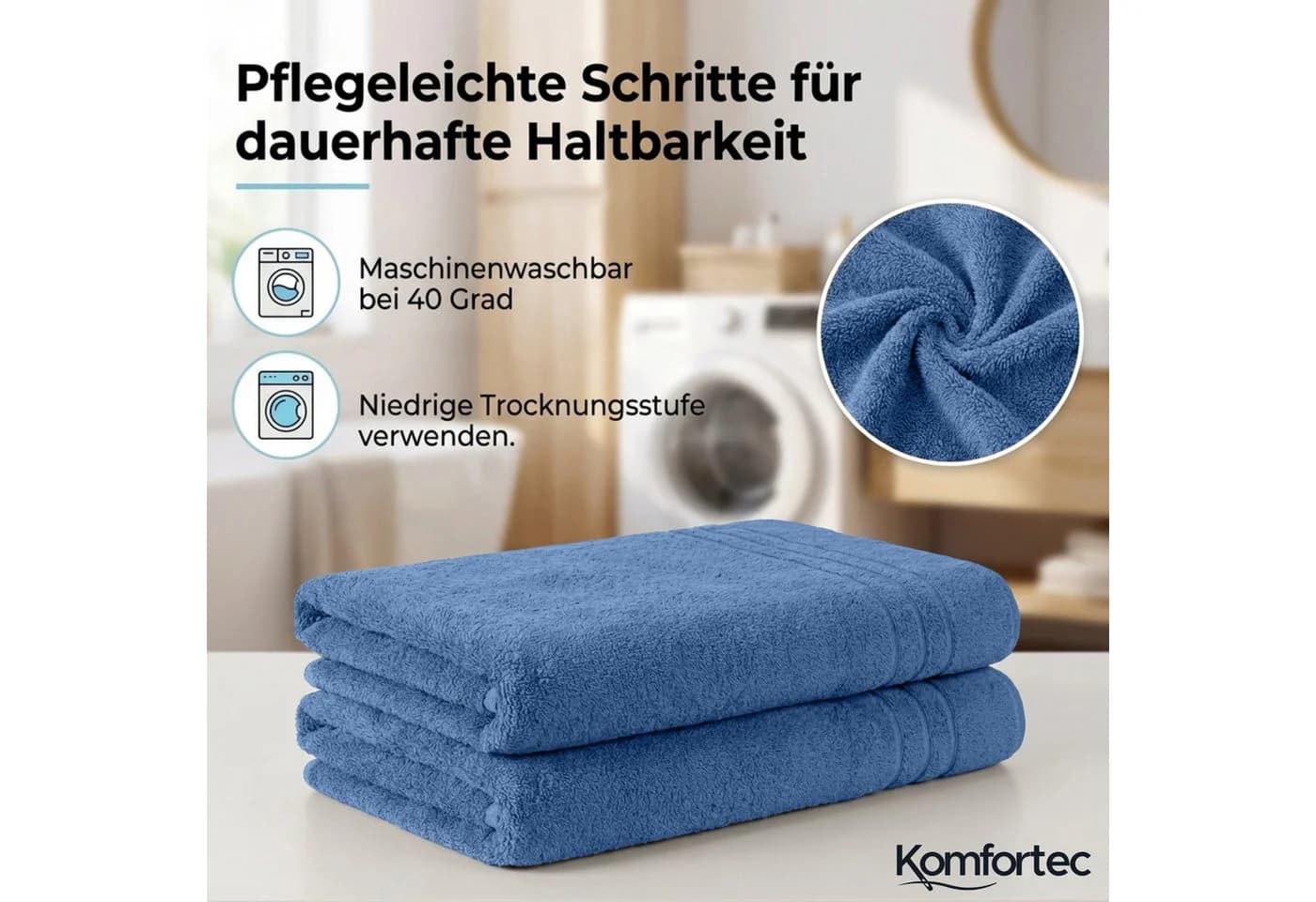 Komfortec Saunatuch-Set 2-tlg. Frottee 100% Baumwolle 80x200 cm - Bild 3