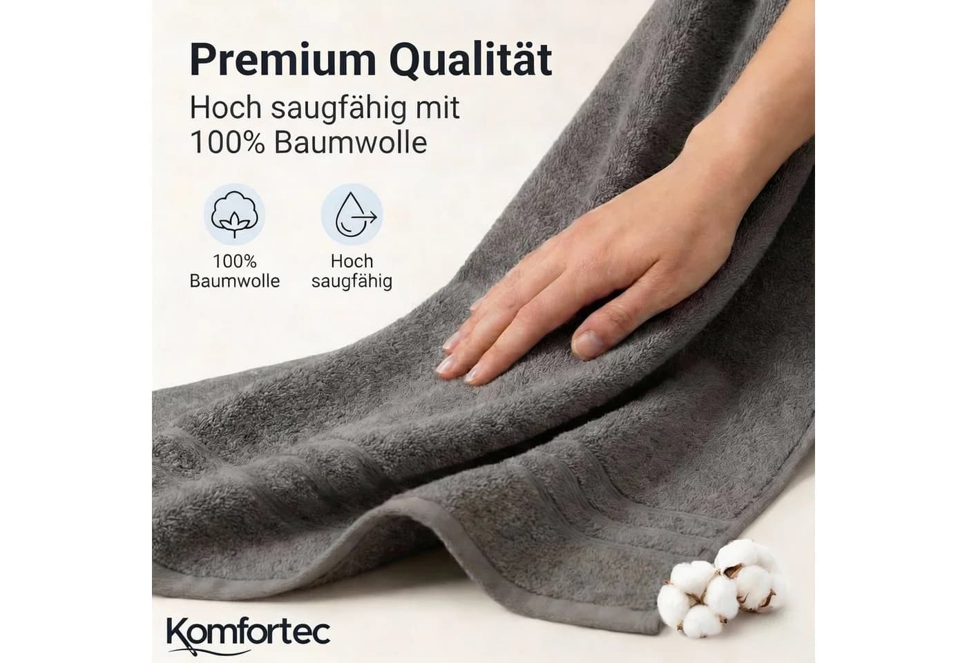 Komfortec Saunatuch 2-tlg. 100% Baumwolle Frottee XXL Schwarz/Anthrazit - Bild 4