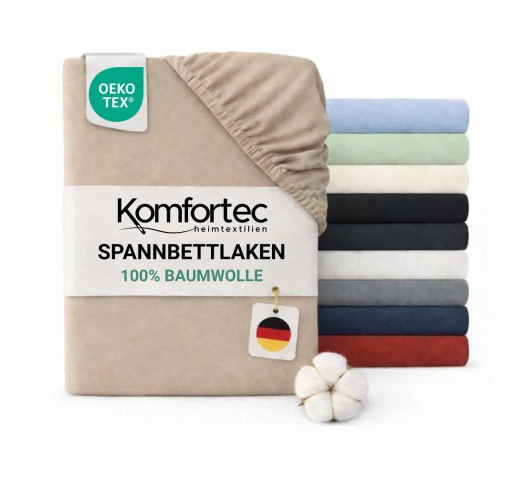 Komfortec Jersey Spannbettlaken, 100% Baumwolle, Rundum-Gummizug - Bild 2