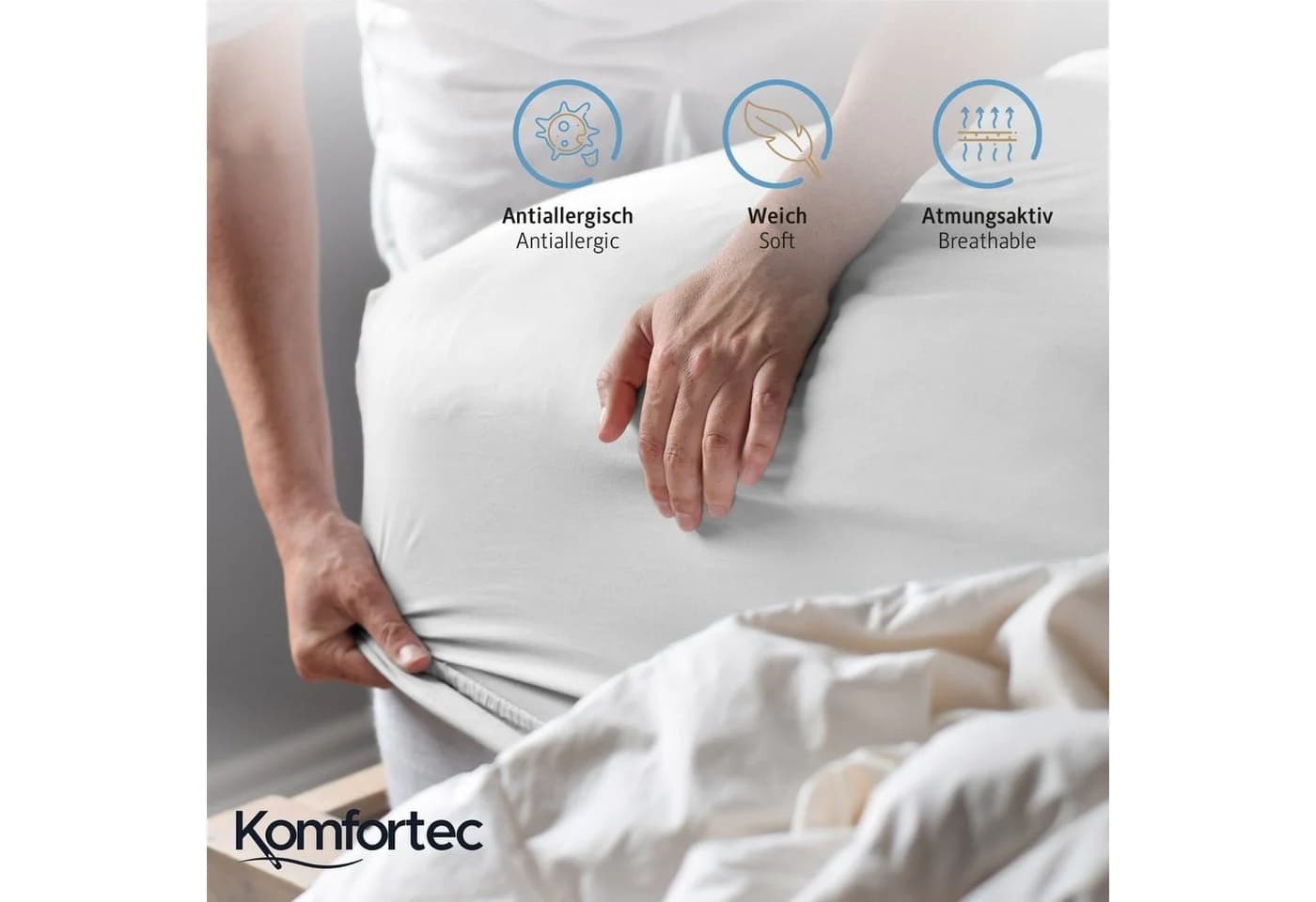 Komfortec Spannbettlaken Jersey 100% Baumwolle Rundum-Gummizug 2er-Set - Bild 3