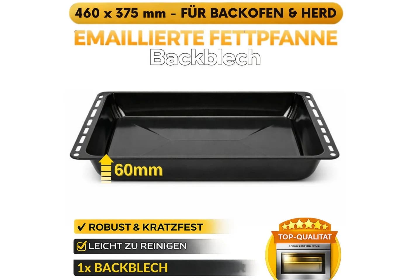 Komfortec Fettpfanne Emailliert Schwarz 46 cm - Bild 2