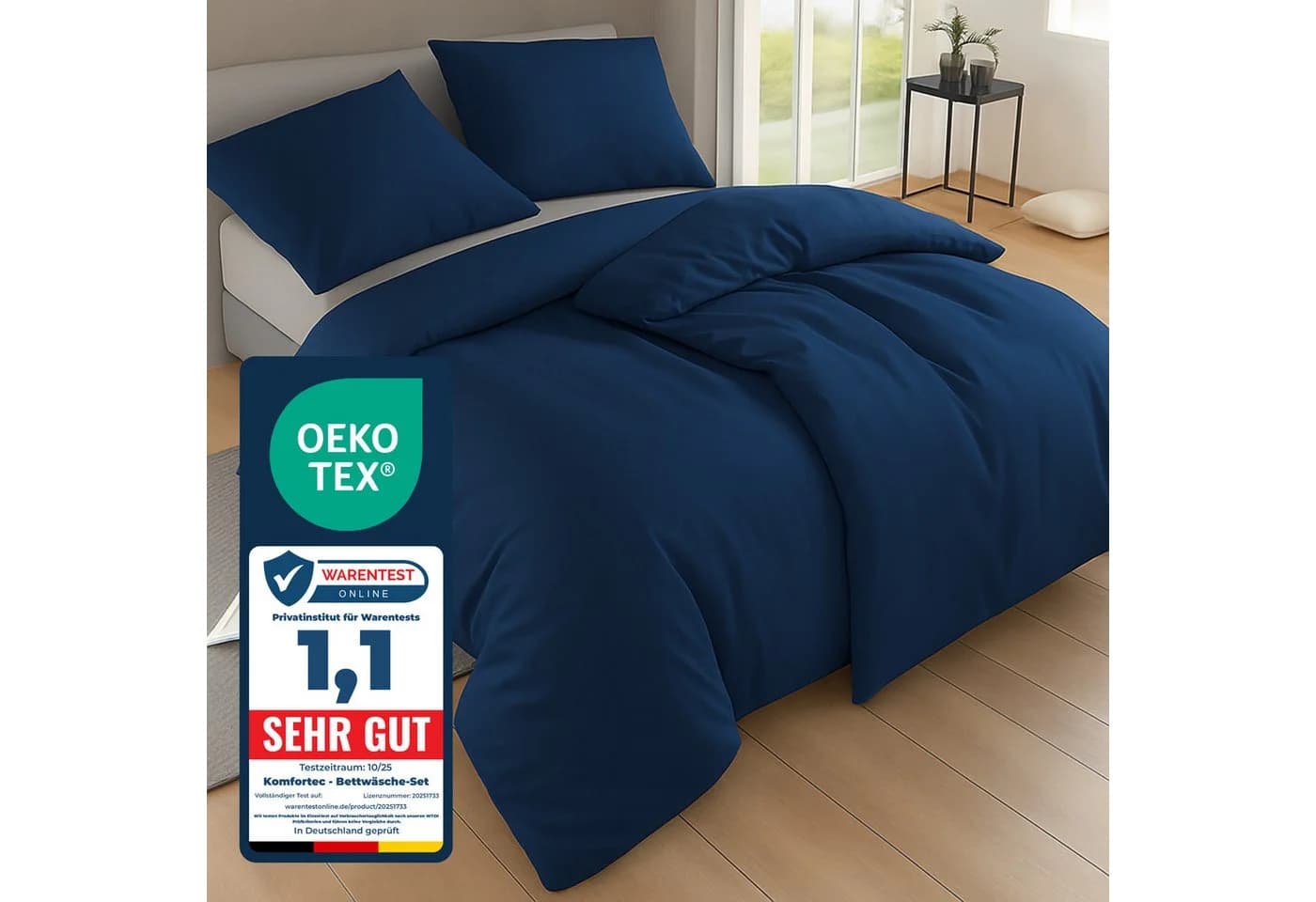 Komfortec Bettwäsche Premium 4-teilig Mikrofaser Blau - Bild 2