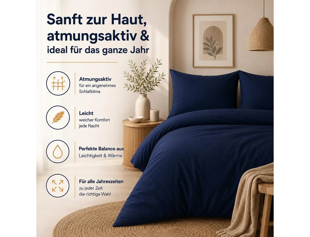 Komfortec Bettwäsche Premium 4-teilig Mikrofaser Blau - Bild 3