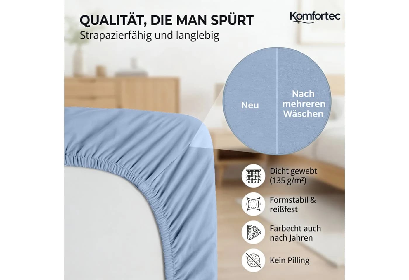 Komfortec Jersey Spannbettlaken 100% Baumwolle OEKO-TEX® Standard 100 - Bild 5